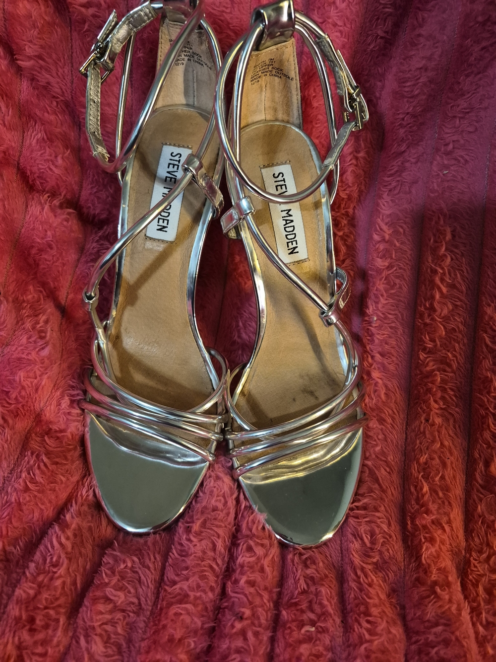 Steve Madden Silver Strappy Stiletto Sandals - Picture 6 of 7